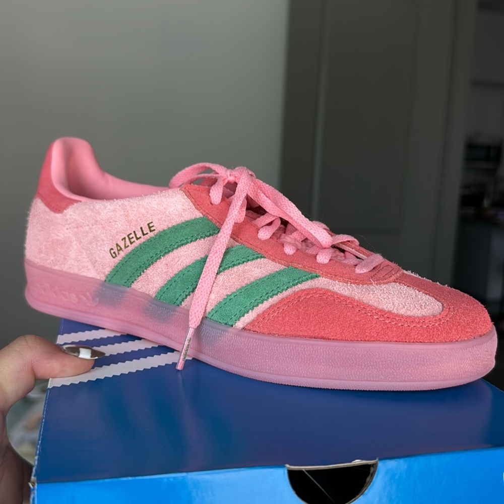 adidas Originals Gazelle Pink & Green Suede Sneakers